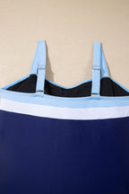 Color Block Detail Adjustable Straps One Piece Swimsuit