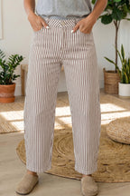 Striped Casual Barrel Jeans