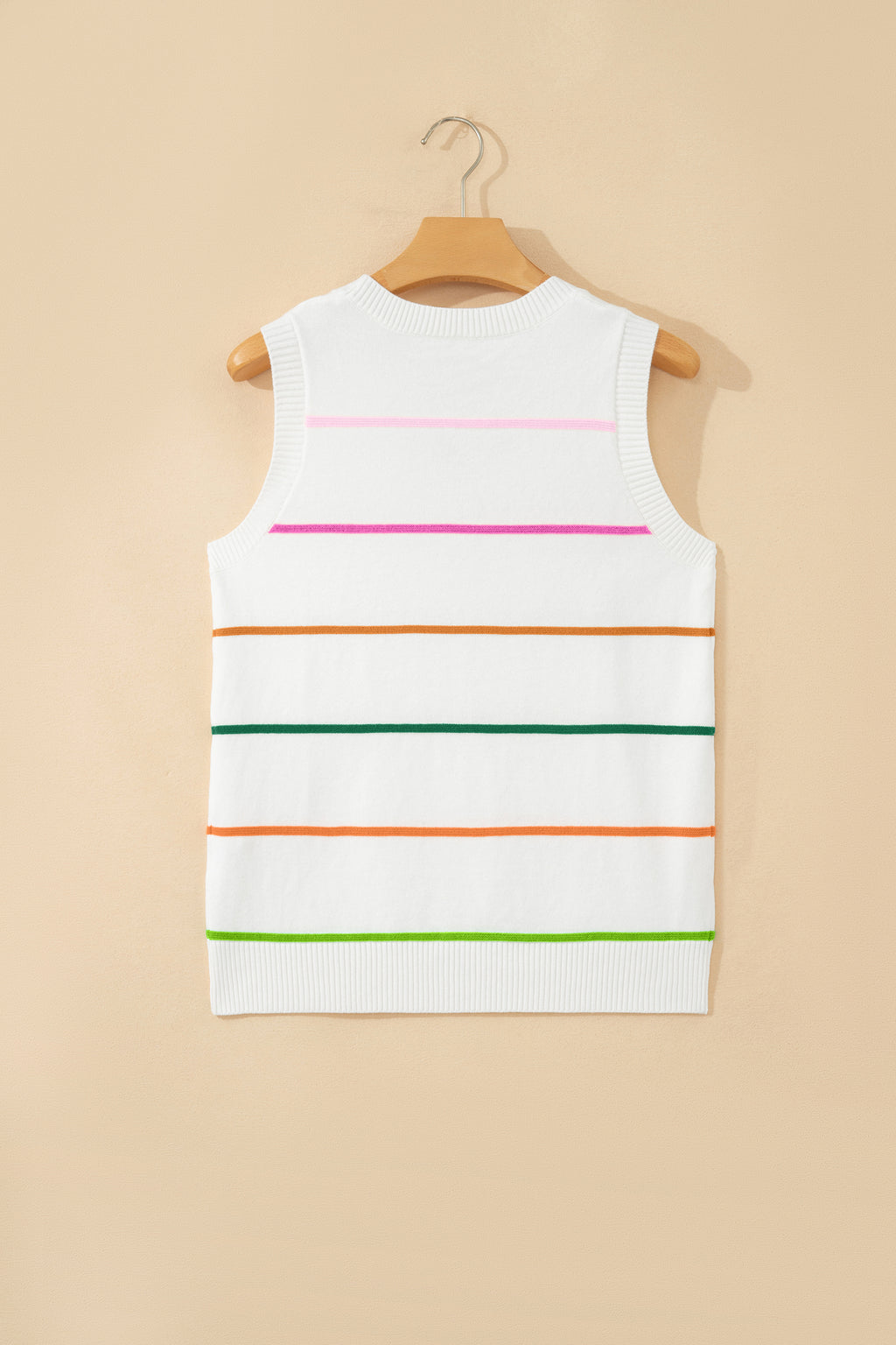 Striped Round Neck Knitted Sweater Tank