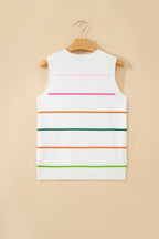 Striped Round Neck Knitted Sweater Tank