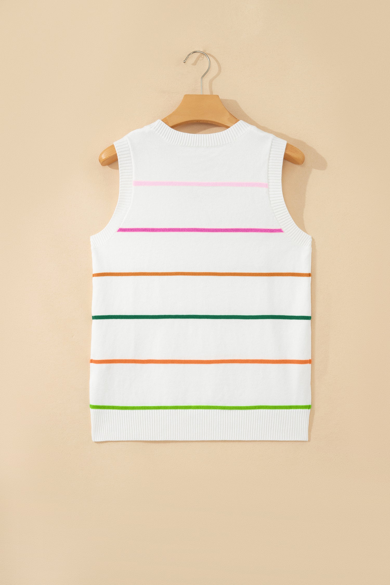 Striped Round Neck Knitted Sweater Tank