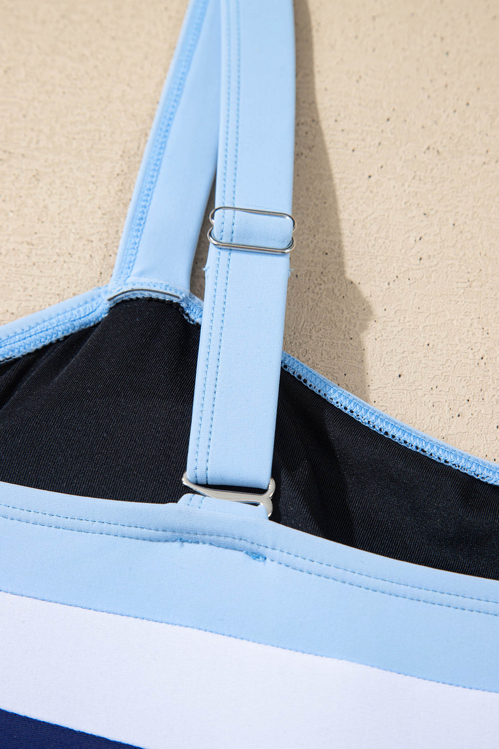 Color Block Detail Adjustable Straps One Piece Swimsuit