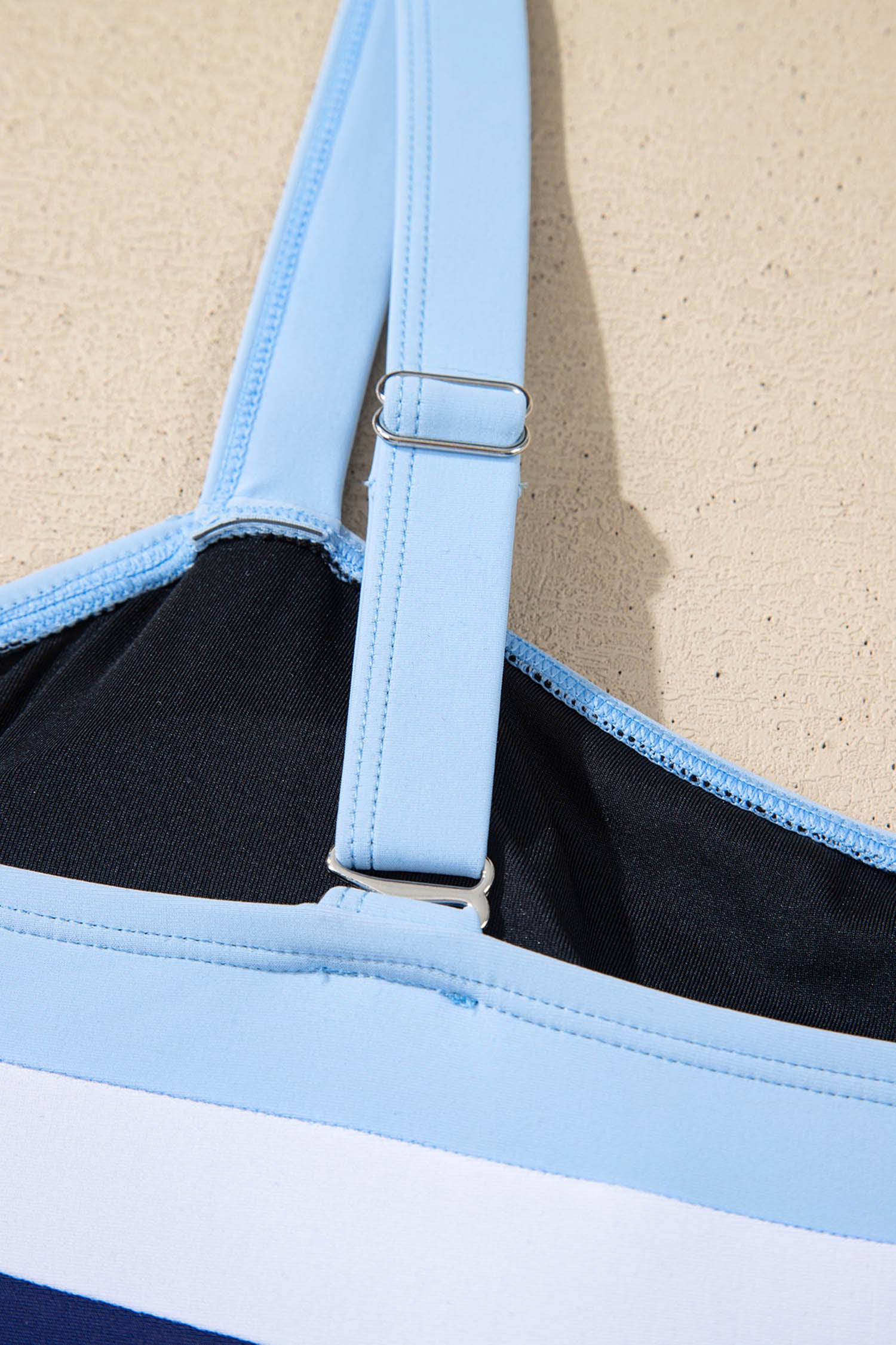 Color Block Detail Adjustable Straps One Piece Swimsuit