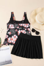 Scoop Neck Adjustable Tankini and Matching Skort Bathing Suit