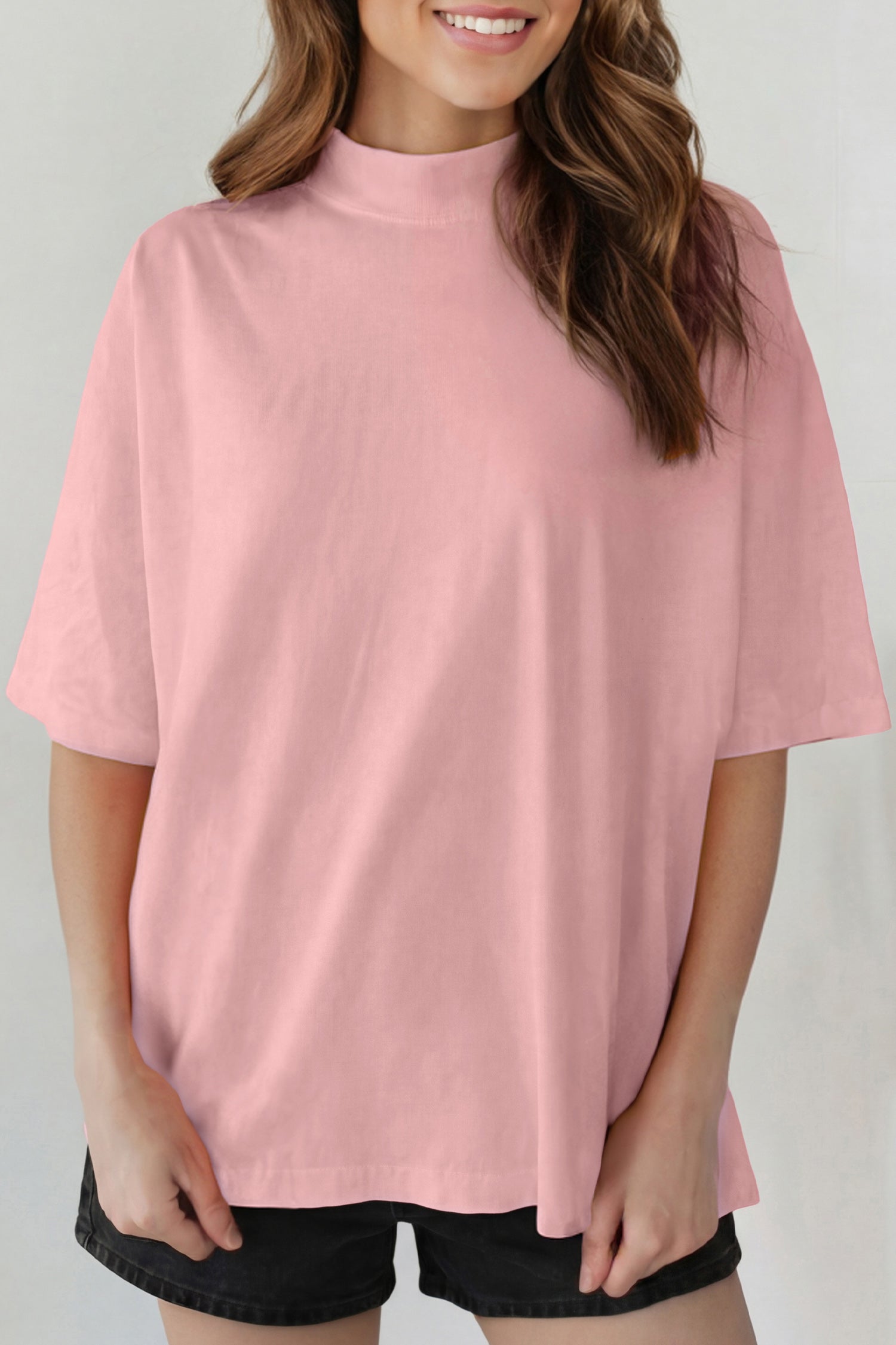Solid Colour High Neck Oversize Tee