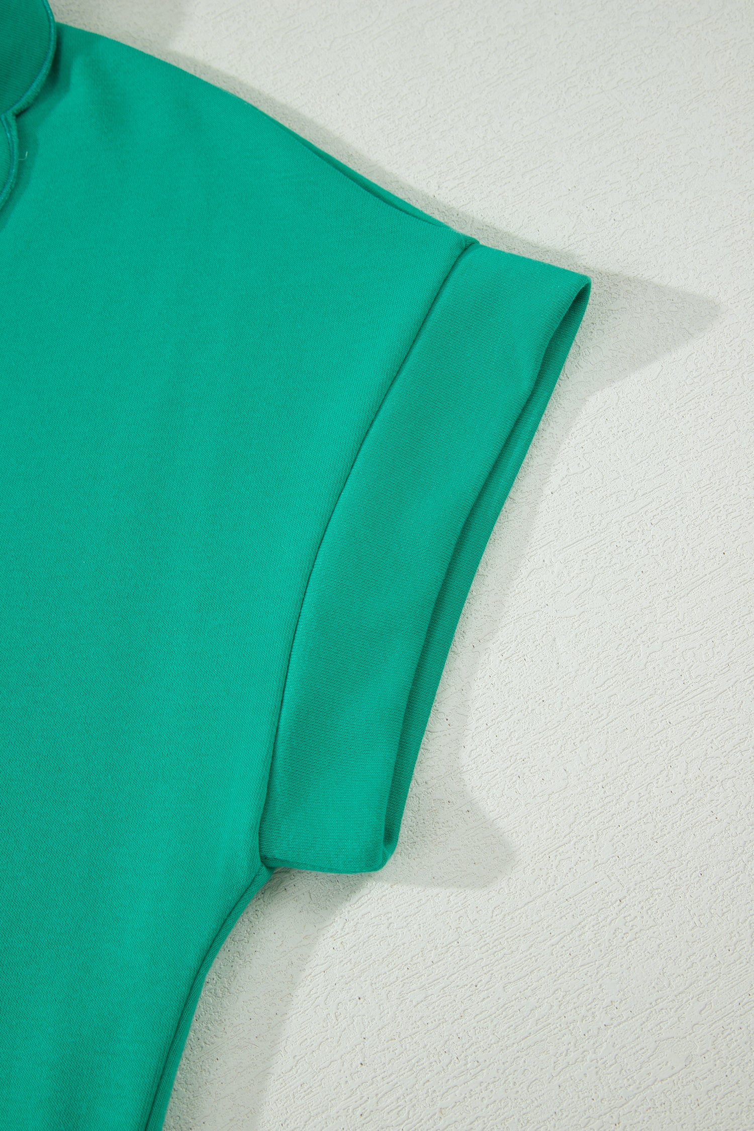Solid Color Snap Button Polo Collar Short Sleeve Scallop Hem Mini Dress