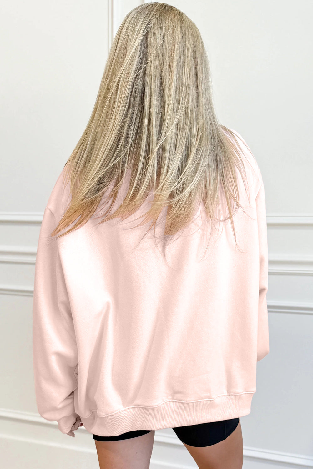 Oversize Blessed Embroidered Mock Neck Sweatshirt