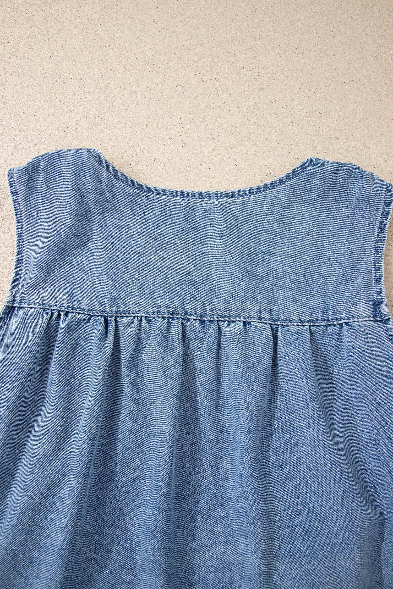 Myosotis Denim Pleated Patchwork Sleeveless Top