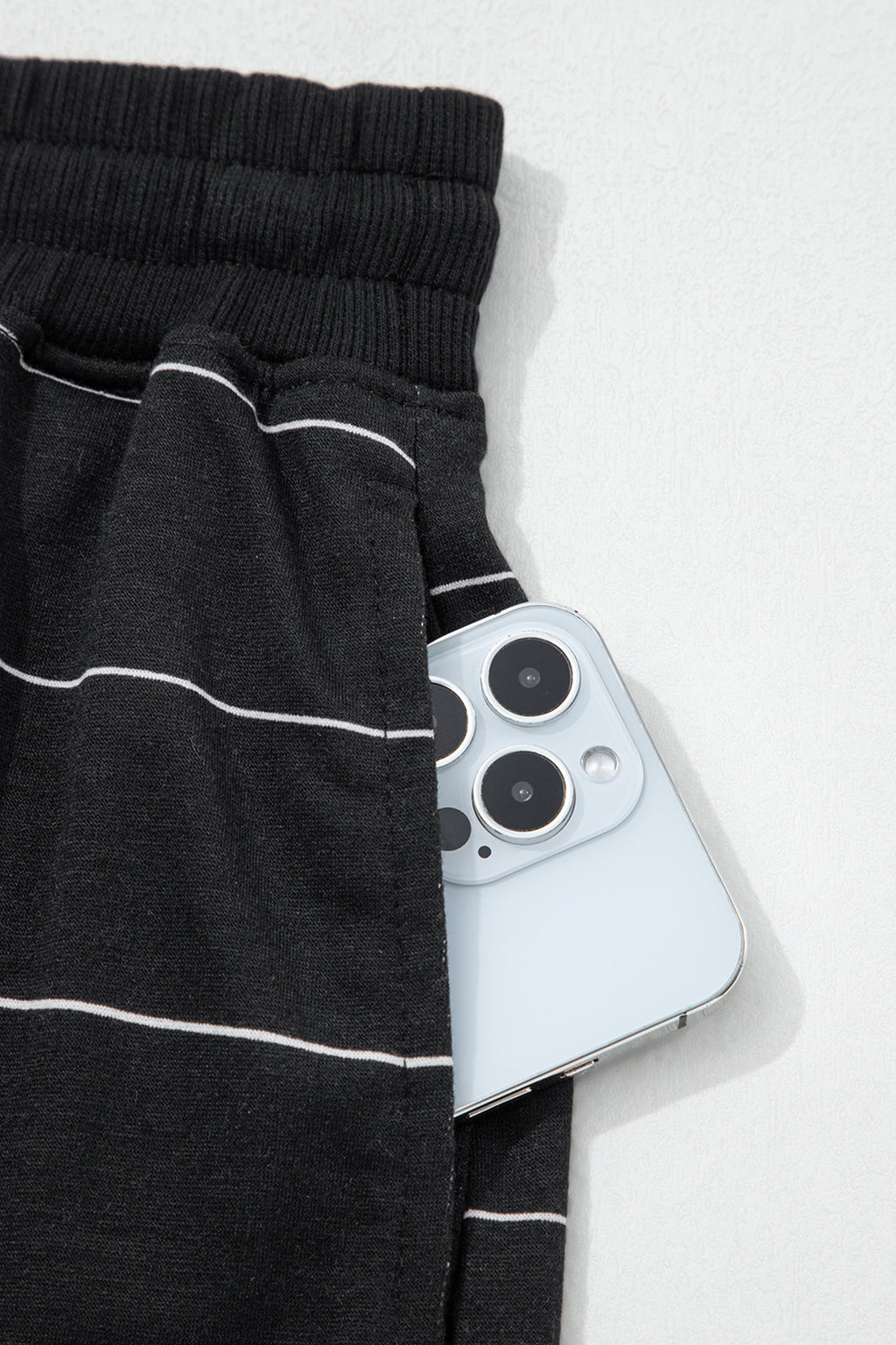 Striped Half Sleeve Tee Drawstring Shorts 2pcs Set