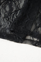 Black Solid Color Sleeveless Sheer Floral Lace Patchwork Long Dress