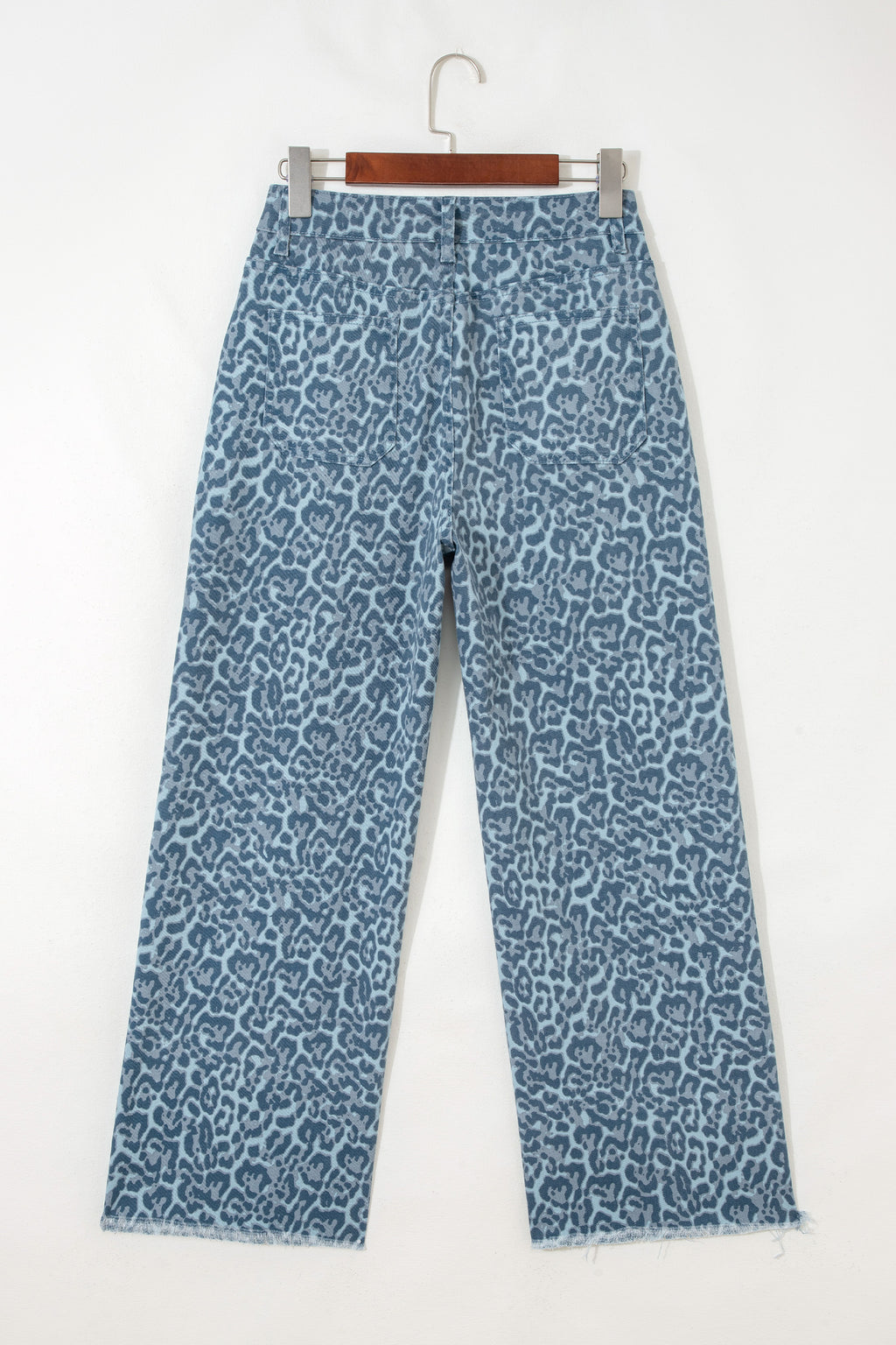 Leopard Frayed Edge Wide Leg High Waist Jeans
