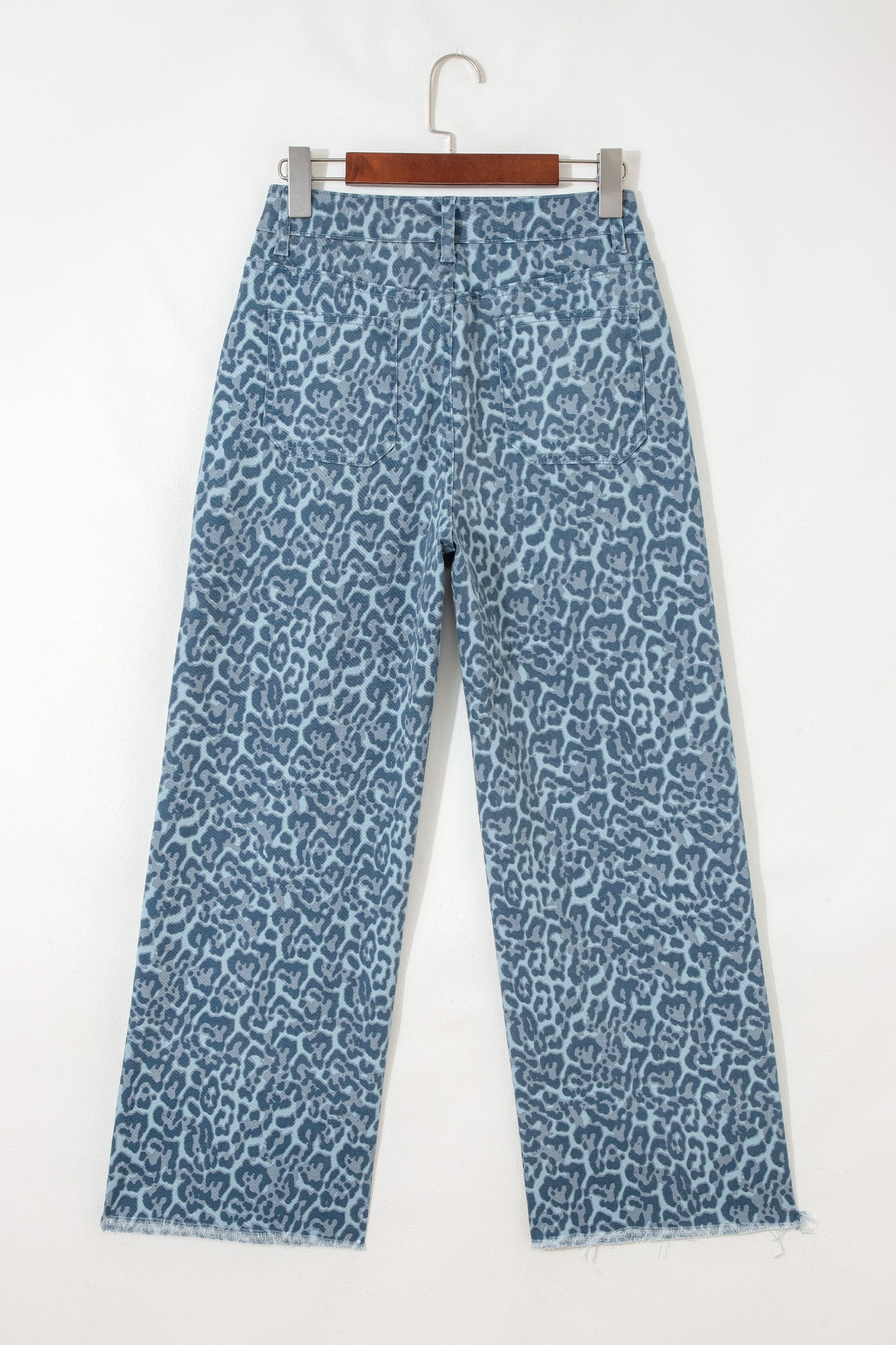 Leopard Frayed Edge Wide Leg High Waist Jeans