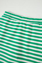 Textured Stripe Print Contrast Trim Zip Collar Sleeveless 2pcs Skort Set