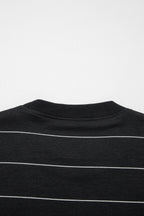 Striped Half Sleeve Tee Drawstring Shorts 2pcs Set