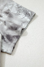 Gray Abstract Woodland Print Slim Fitted T Shirt