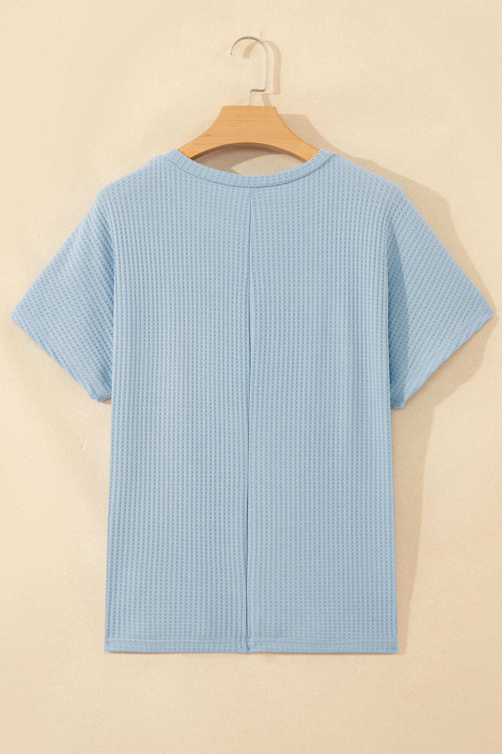 Waffle Textured Knit Dolman Short Sleeve Loose Top
