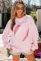 Light Pink Sweetheart Patchwork Mockneck Oversize Sweatshirt