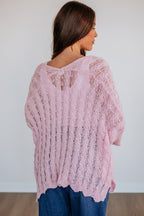 Pink Drop Shoulder Cut-Out Detail Tunic Cardigan