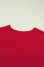 Racing Red GEORGIE Letter Printed Raw Seam Drop Shoulder Loose Tee