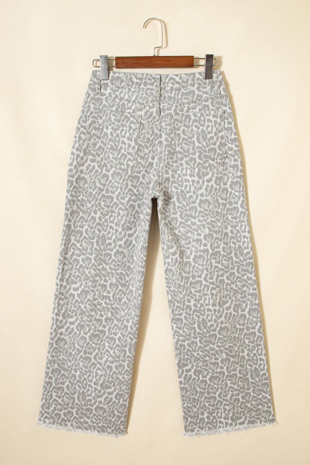 Leopard Frayed Edge Wide Leg High Waist Jeans