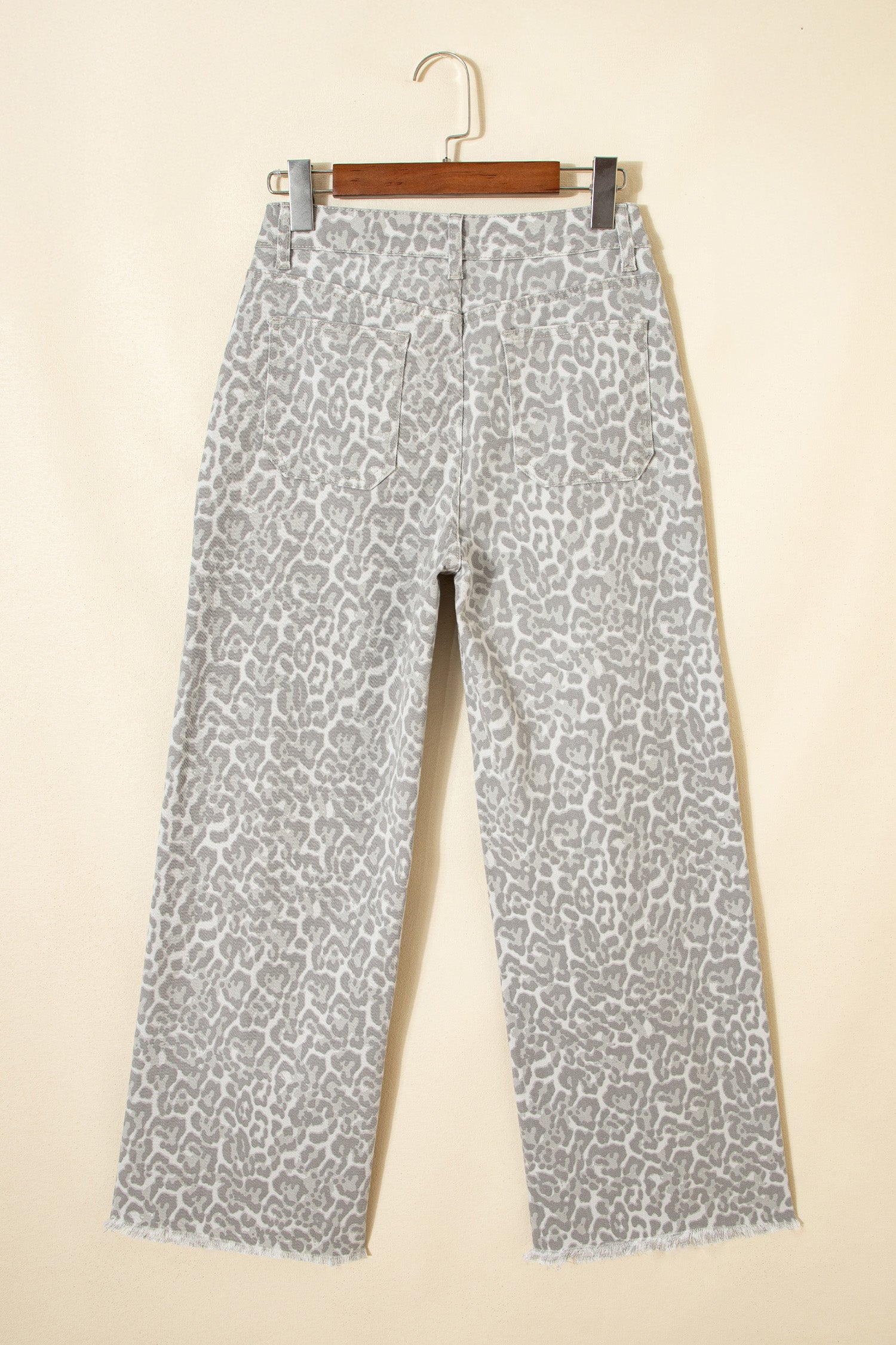 Leopard Frayed Edge Wide Leg High Waist Jeans