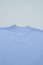 Solid Color Ribbed Trim Round Neck Ruffle Short Sleeve Sweater