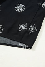 Boho Chic Notched V Neck Plus Floral Short Sleeve Top