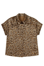 Gold Plus Size Leopard Print Short Sleeve Dolman Shirt