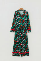 Green Festive Bow Print 2pcs Pyjama Pant Set