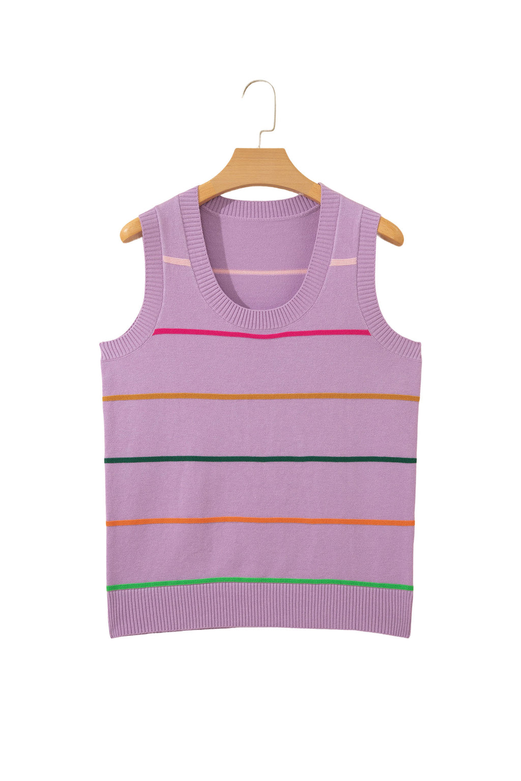Striped Round Neck Knitted Sweater Tank