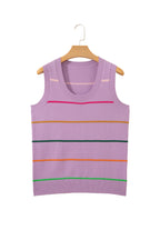 Striped Round Neck Knitted Sweater Tank