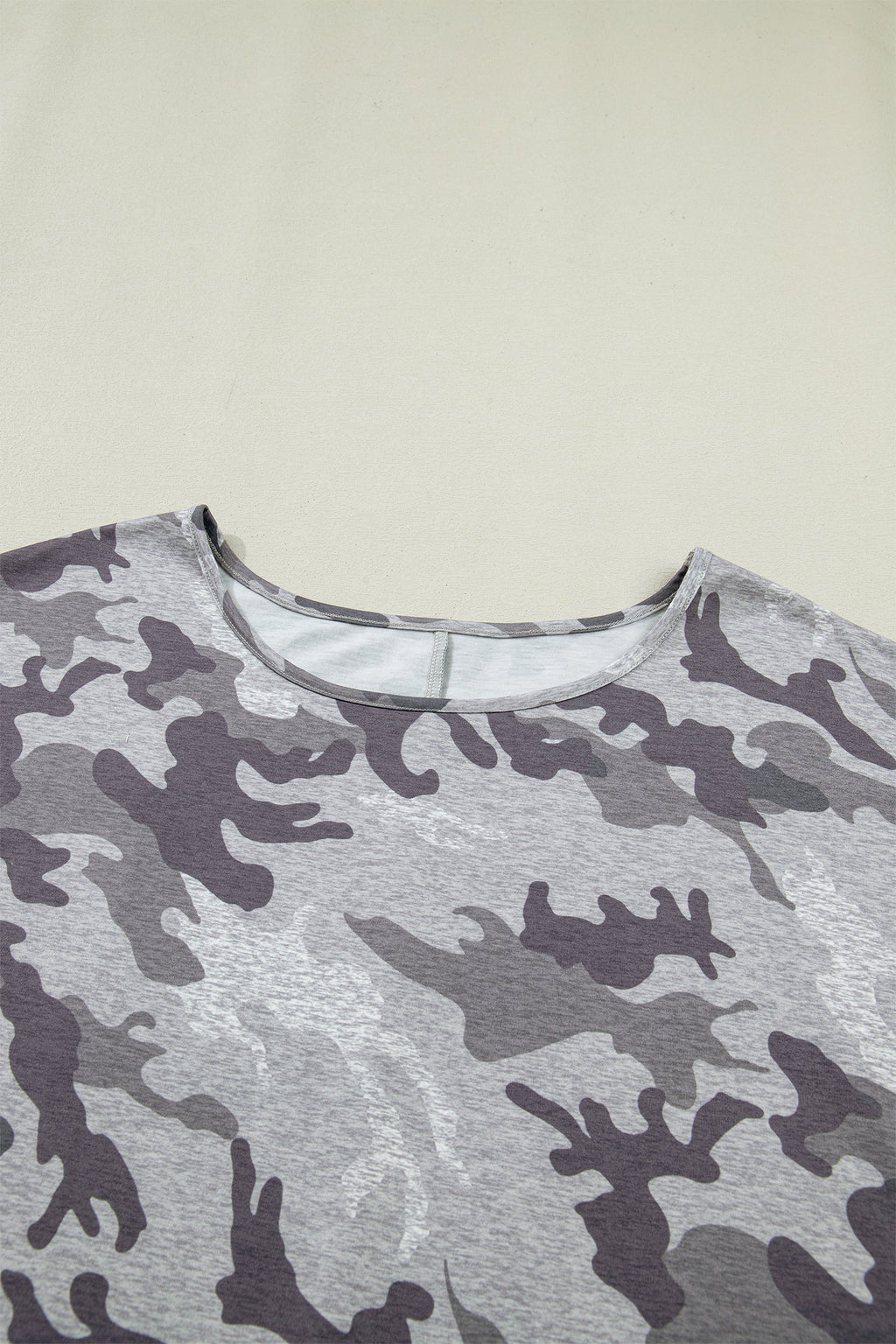 Grey Plus Size Camo Print Casual T Shirt
