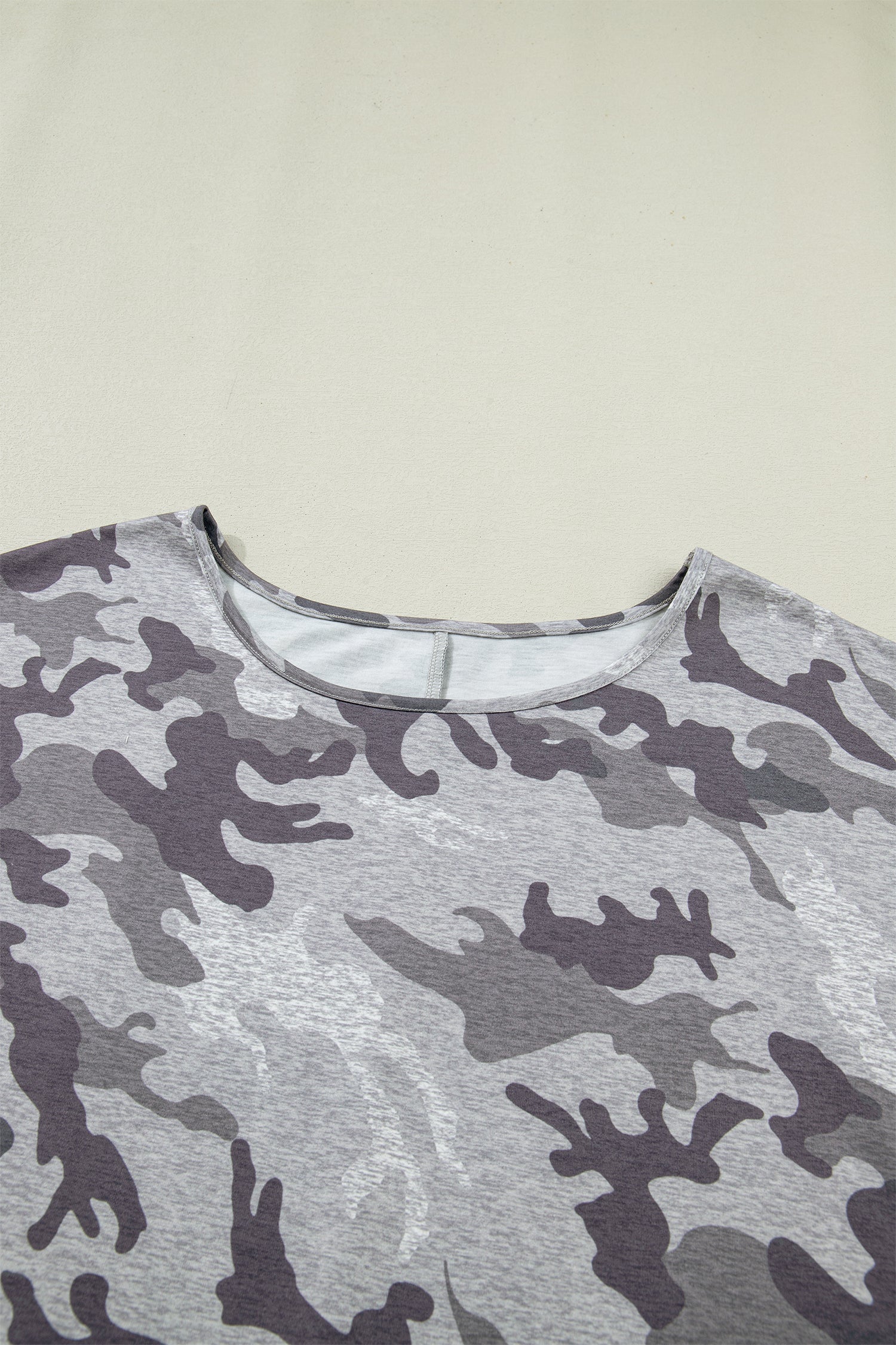 Grey Plus Size Camo Print Casual T Shirt
