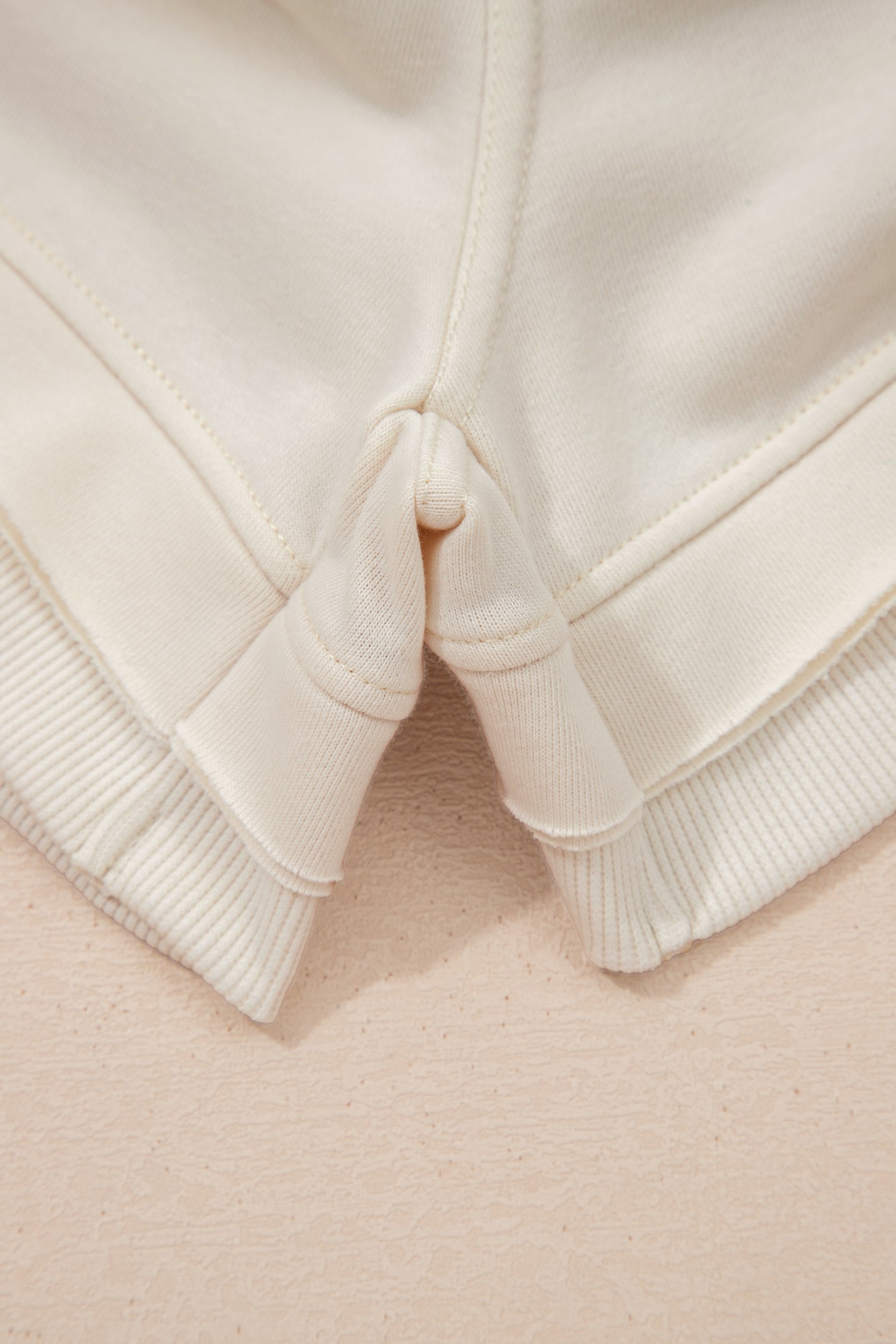 Solid Color Contrast Textured Patchwork Raw Edge 2pcs Short Set