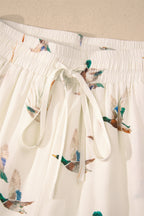 Beige Mallard Print Shirt Style Short Two Piece Set
