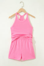 Slim Tank Top Elastic High Waist Shorts 2pcs Outfit