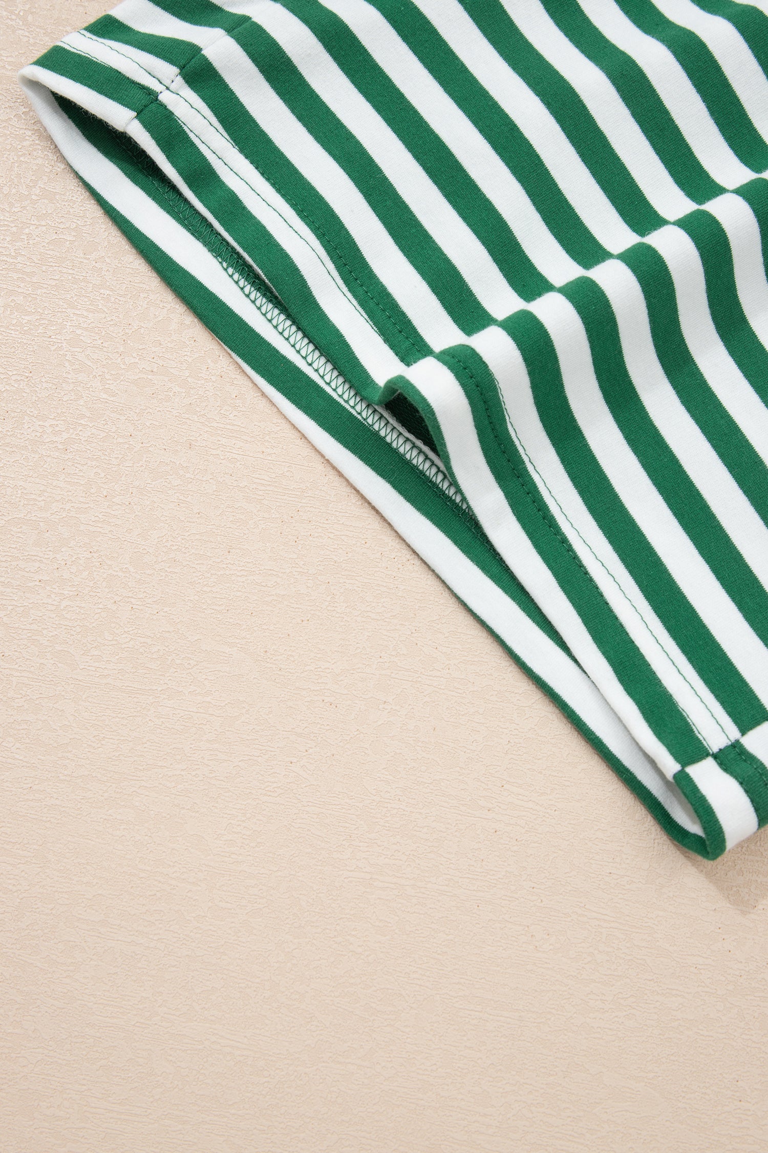 Striped Drop Shoulder Boxy Casual Terry Short Set