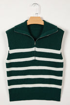 Ribbed Half Zip Collared Sweater Vest