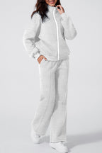 Drop Shoulder Zip Up Jacket Drawstring Pants Active 2pcs Set