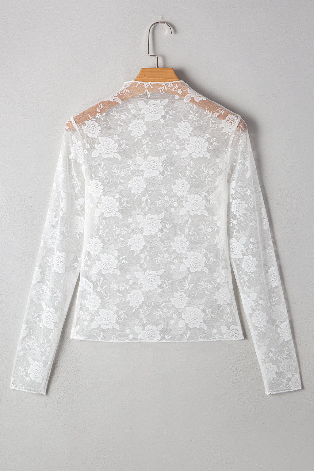 Plus Size Floral Mesh Long Sleeve Top