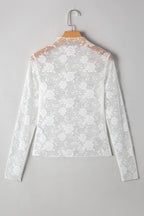 Plus Size Floral Mesh Long Sleeve Top