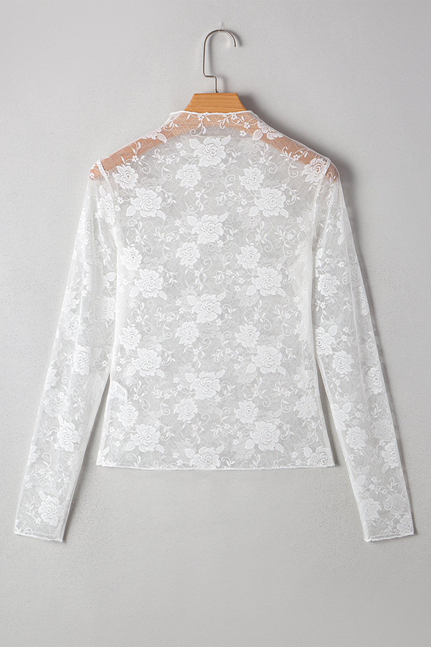 Plus Size Floral Mesh Long Sleeve Top