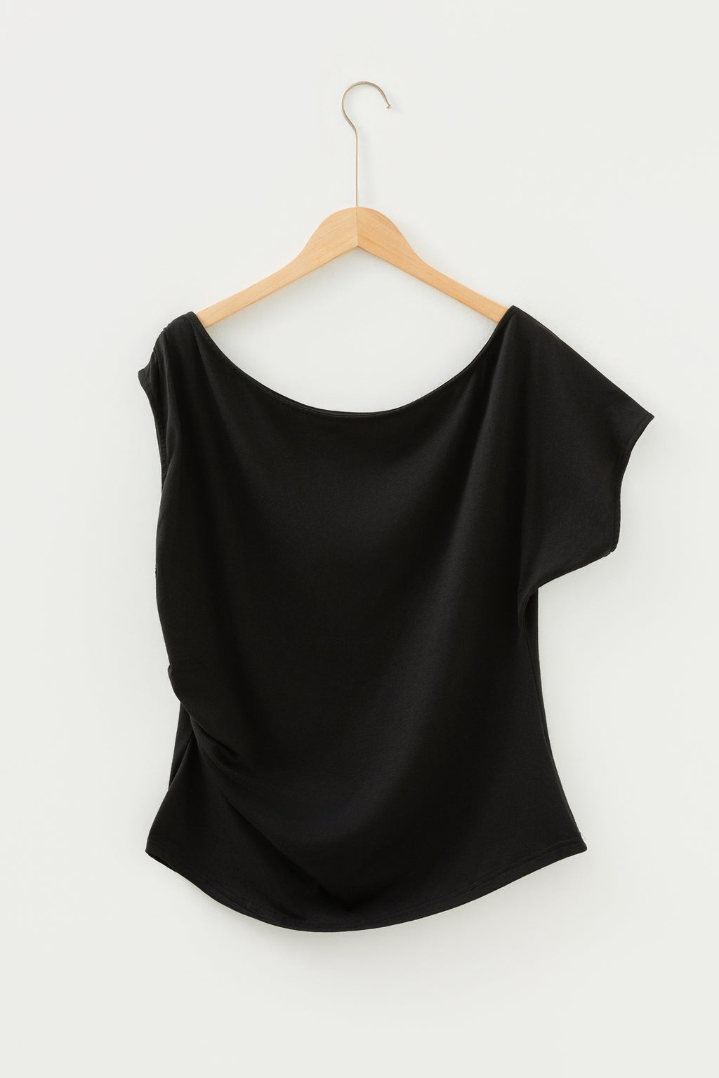 Plus Size Solid Color Asymmetric Neck Short Sleeve Blouse