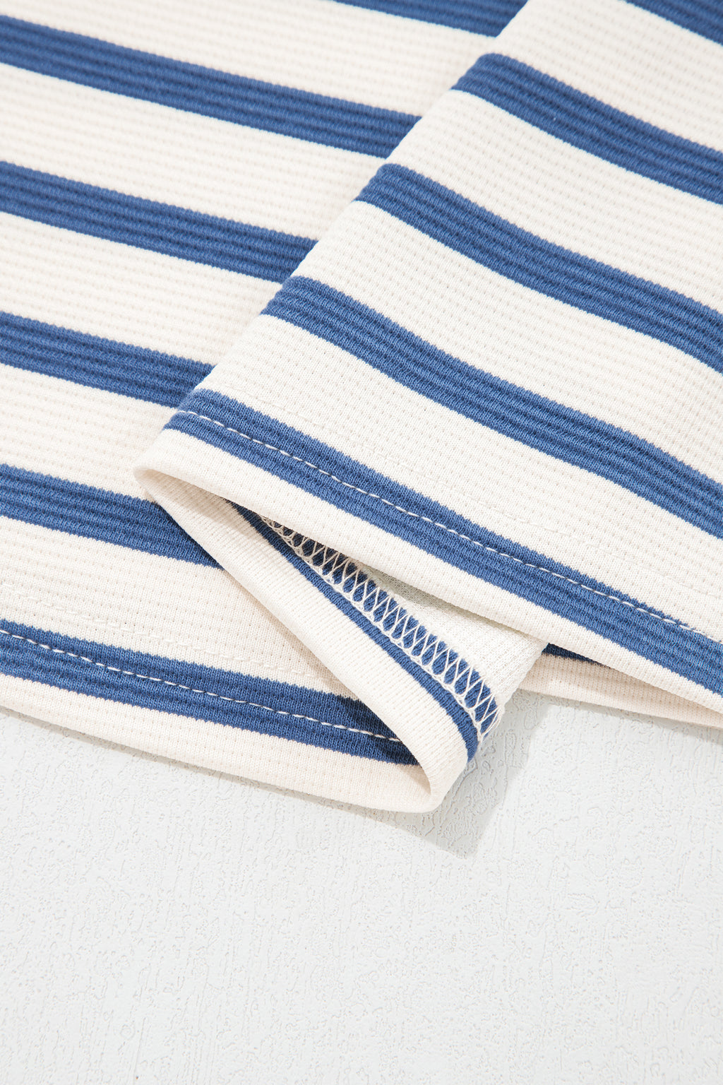 Striped Short Puff Sleeve Colour Block Polo Collar Blouse