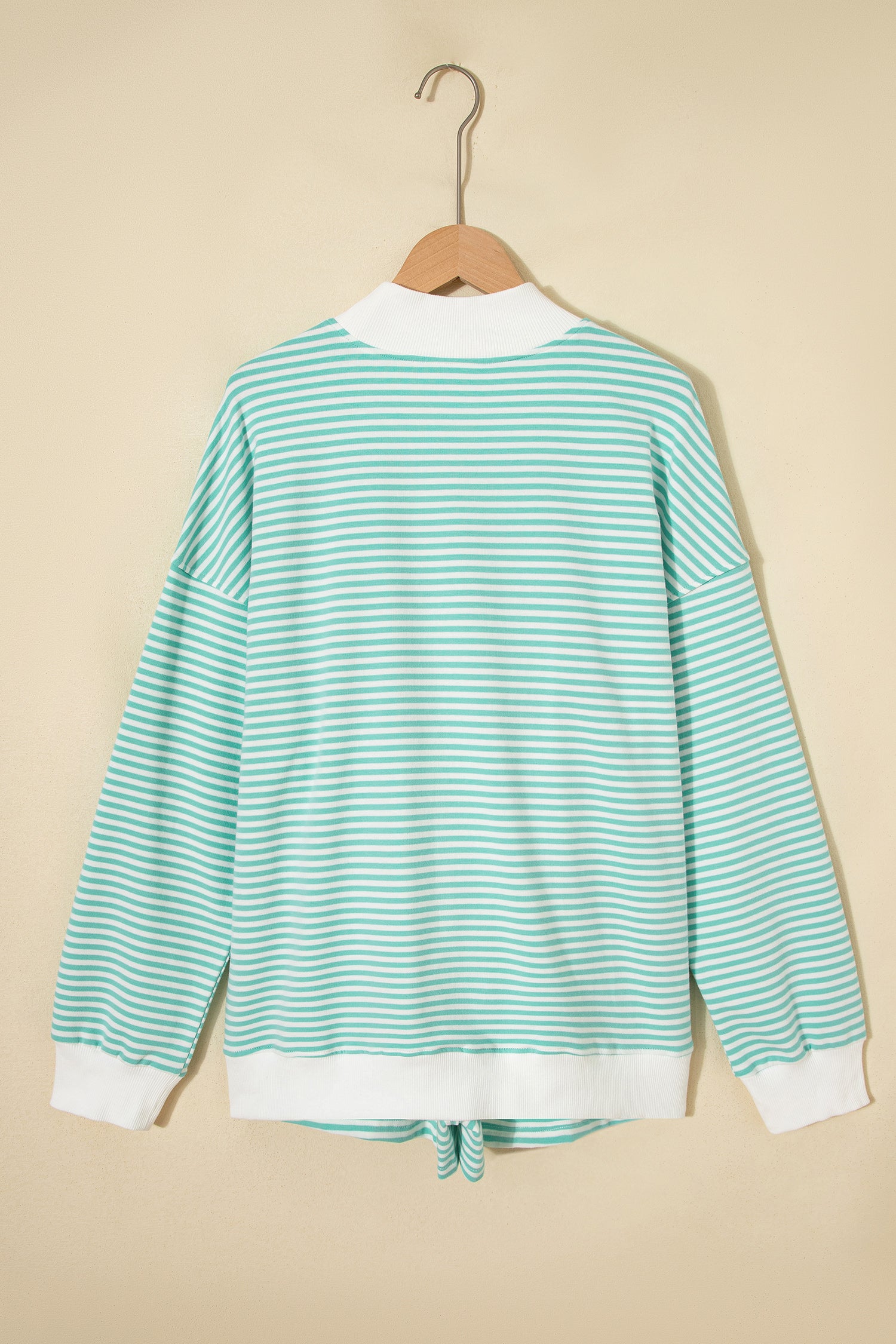Striped Oversize Mock Neck Sweatshirt and Shorts Set