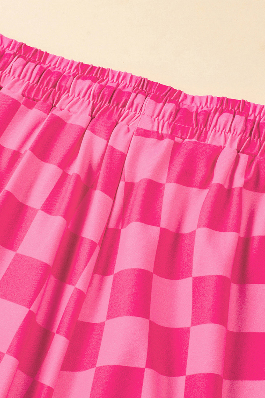 Checkered Drawstring Elastic Waist Casual Shorts