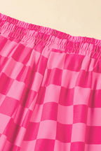 Checkered Drawstring Elastic Waist Casual Shorts