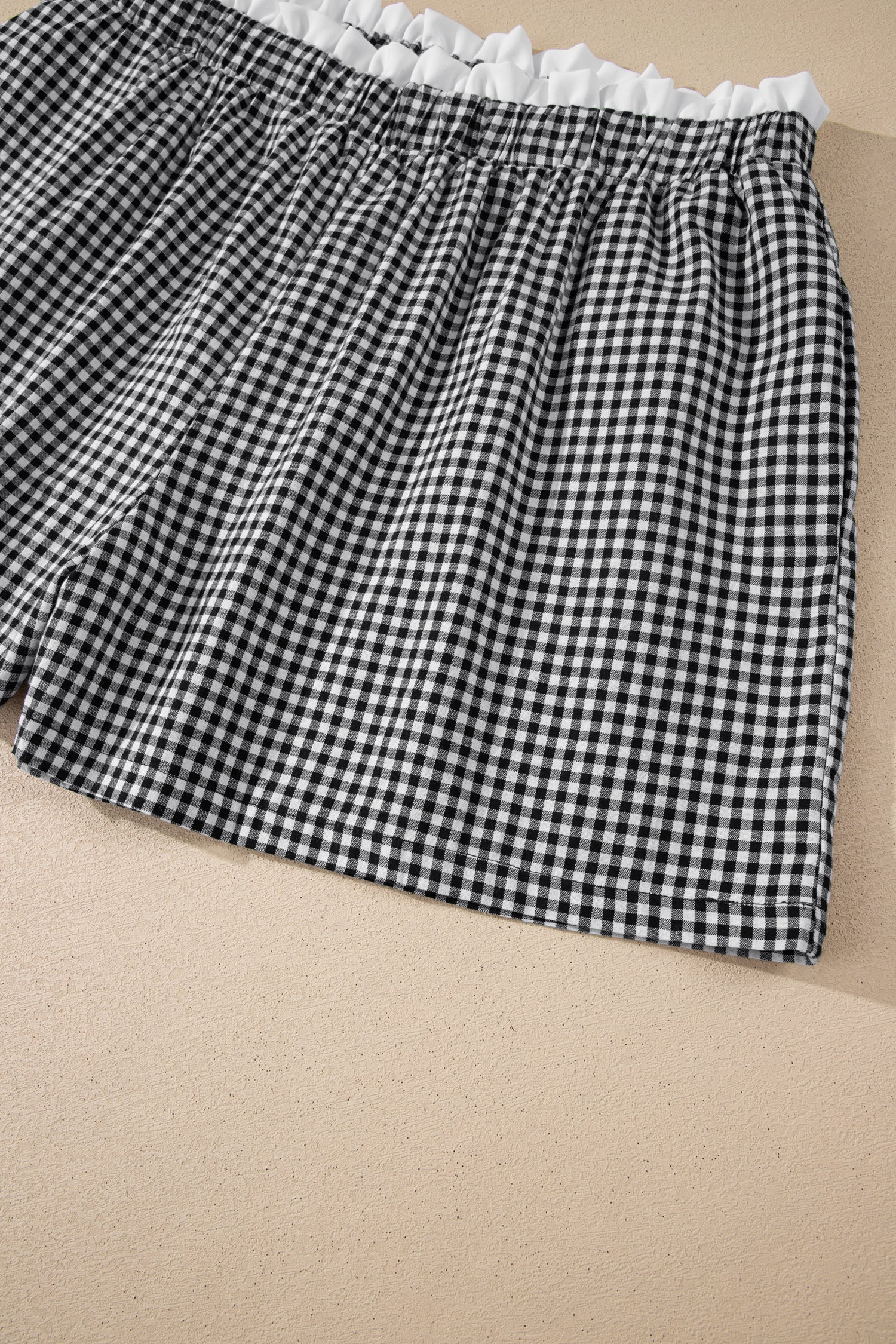 Contrast Trim Plaid Print Plus Size Shorts