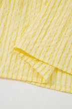 Yellow Gingham Textured Bow Tie Short Sleeve Tiered Midi Dress