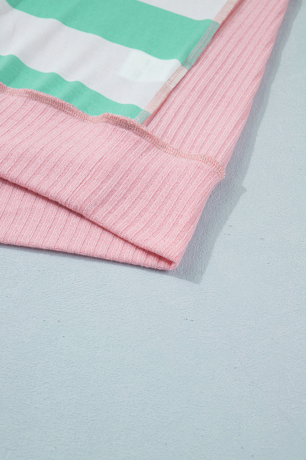 Striped Exposed Seam Ribbed Patchwork Oversized Tee